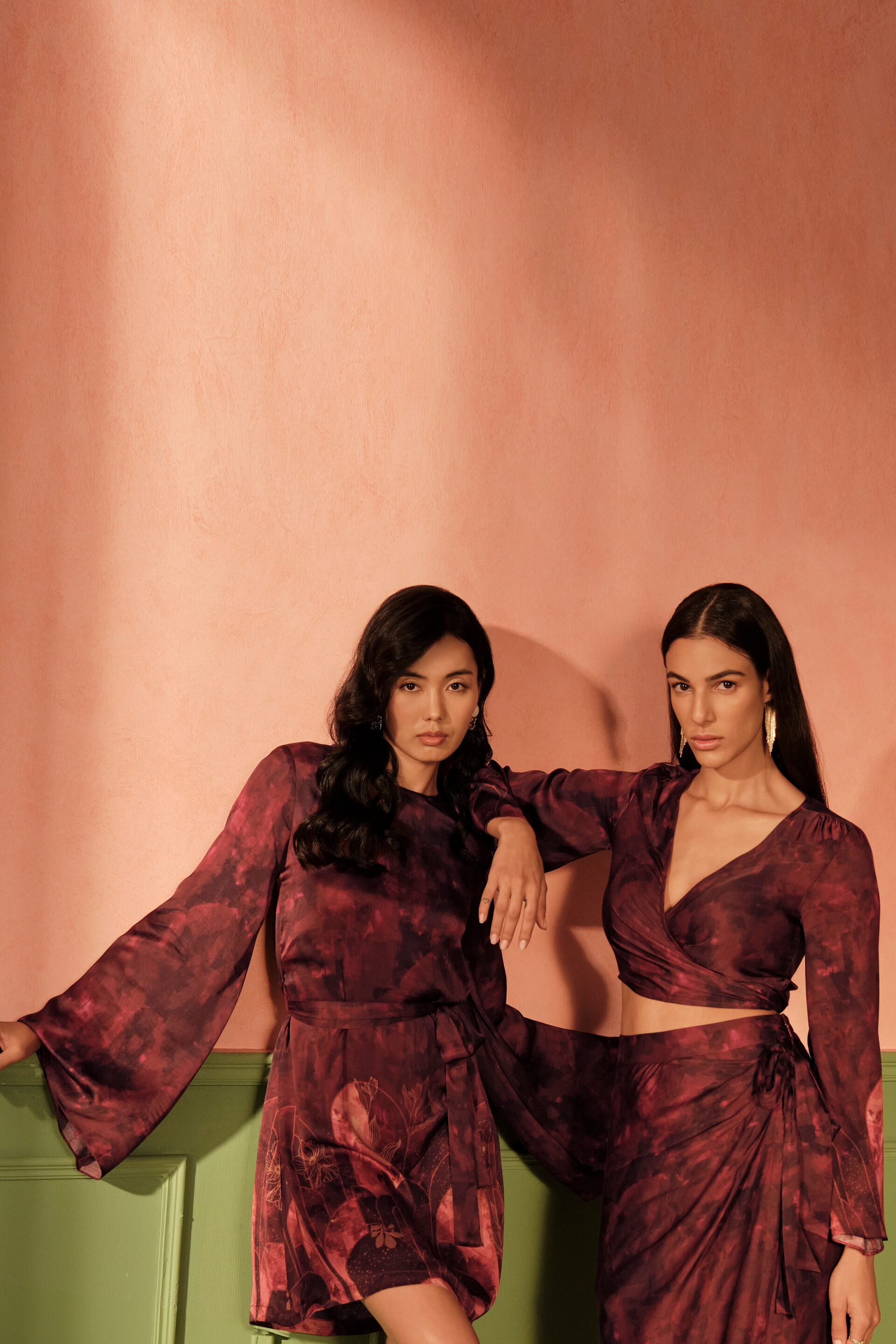 Autumn Leaves Flared Dress, Wine, image 2